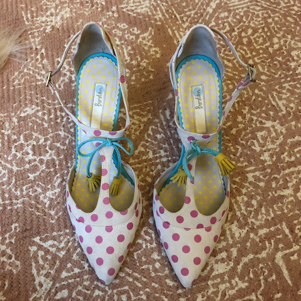 Boden polka dot heels EUC